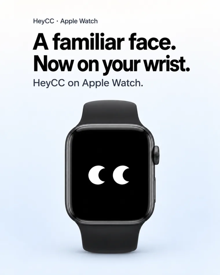 HeyCC bot interface on Apple Watch